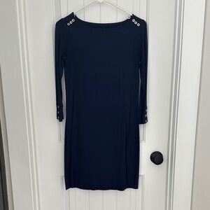 Lilly Pulitzer Navy Long Sleeve Dress with Button Details